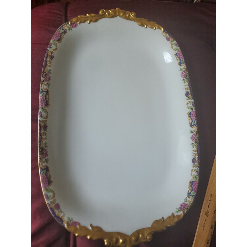 1920s Jean Pouyat Limoges China Large Serving Platter Floral Vintage Antique